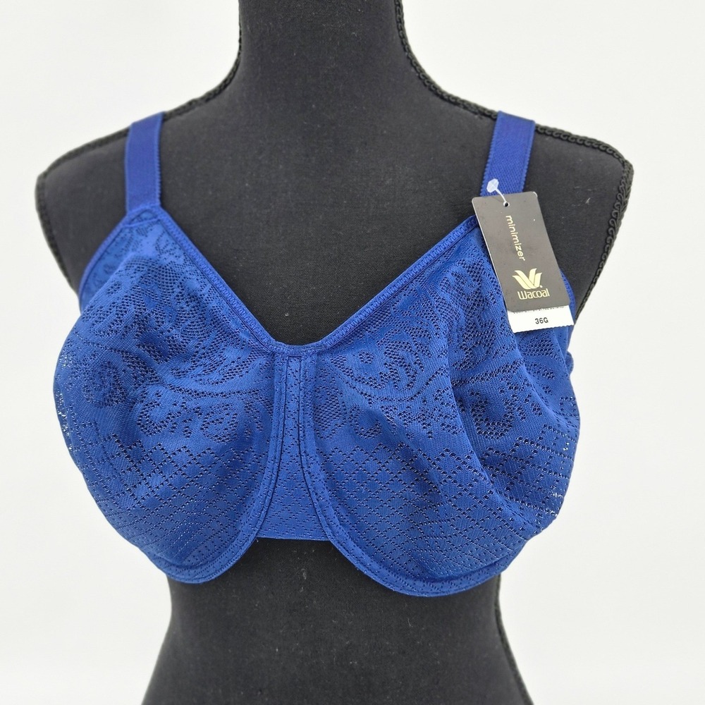 Wacoal Visual Effects Minimizer Underwire Bra Cobalt Blue Lace Shaper NWT 36G